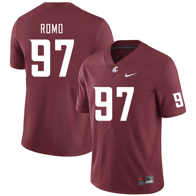 Men #97 Rudder Romo Washington State Cougars College Football Jerseys Sale-Crimson